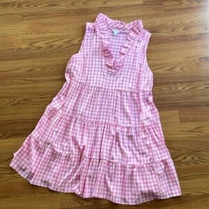 Pink gingham, ruffled, sundress size large from crown and Ivy